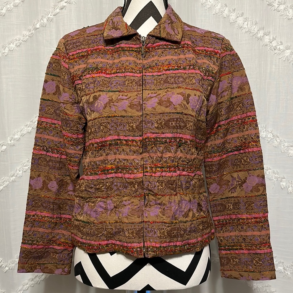 Coldwater Creek Bohemian Tweed Floral Blazer Size Petite Small